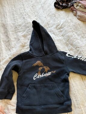 Carhartt Kids Black Hoodie with Brown Graphic
